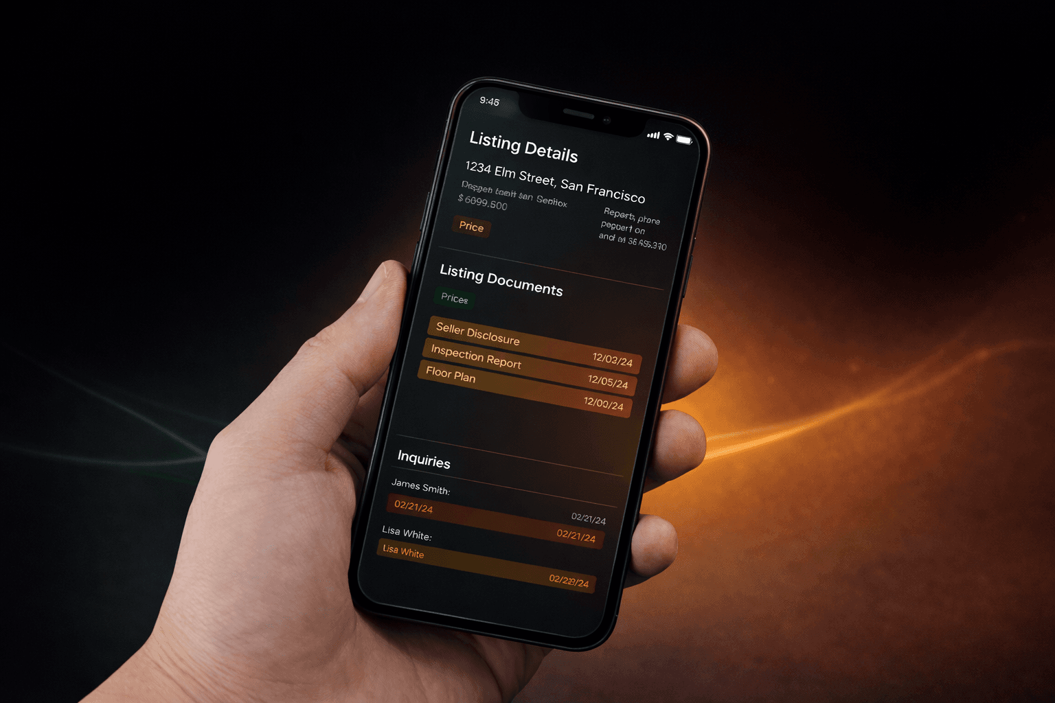 Listing details on the Elite Business Exchange mobile app